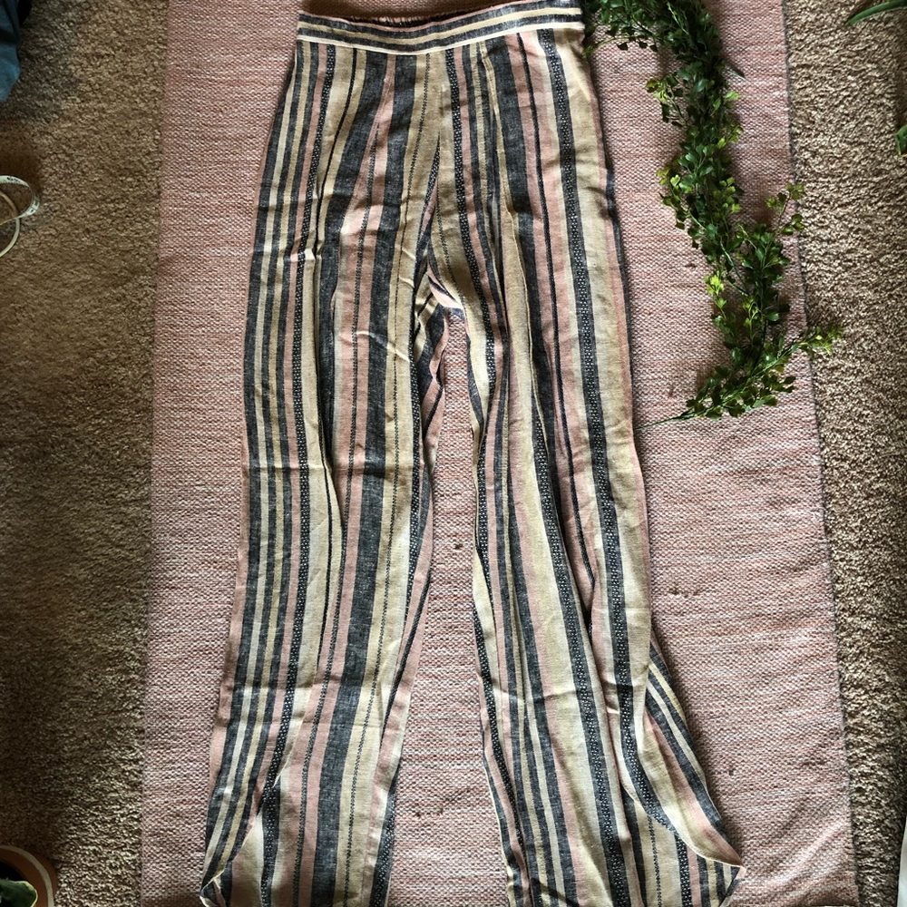 DREW anthropology Linen Striped Pants